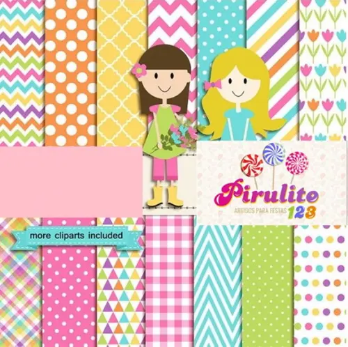 Arquivo Papel Digital E/ou Elementos Jardim das Meninas Luxo