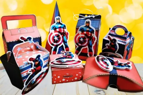 Kit Digital Arquivo Caixas Silhouette Capitão America