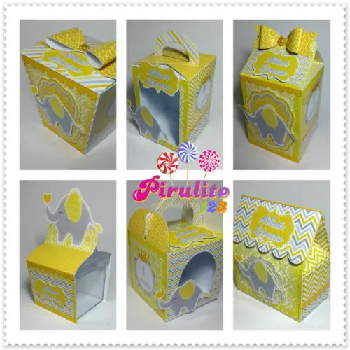 Arquivo de Corte Digital Elefantinho Cinza Chevron Amarelo
