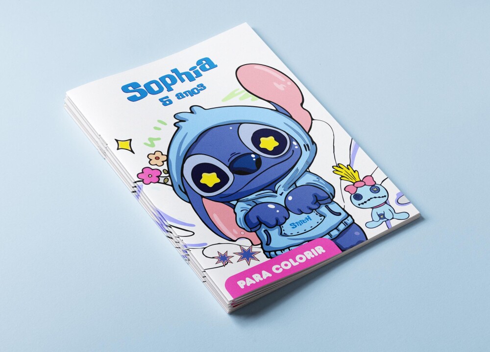 Mini Revistas Personalizadas de Colorir Stitch