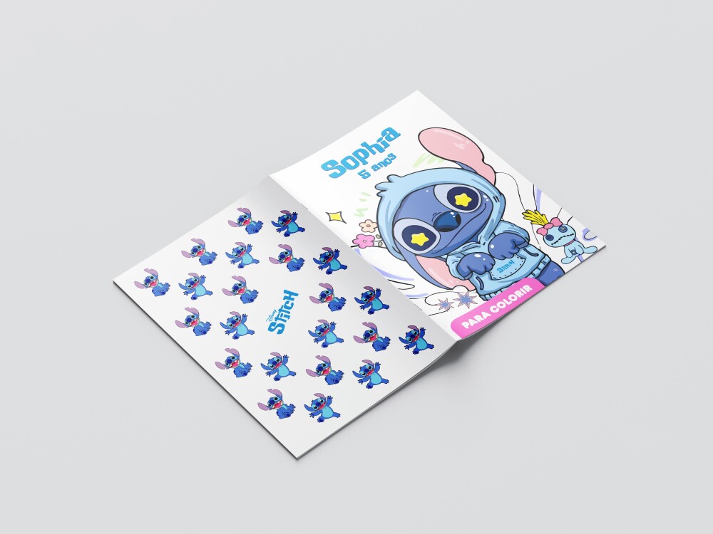 Mini Revistas Personalizadas de Colorir Stitch