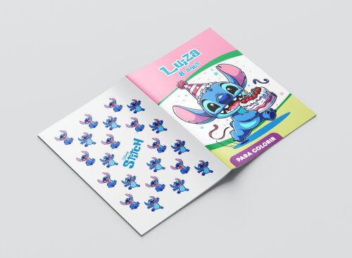Mini Revistas Personalizadas de Colorir Stitch
