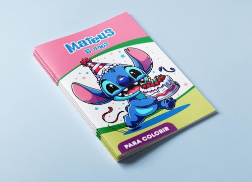 Mini Revistas Personalizadas de Colorir Stitch