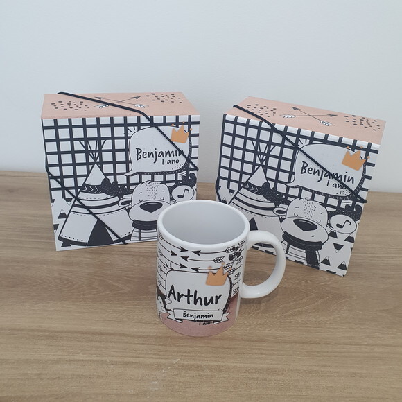 Caixa Cartonada + Caneca Personalizadas Individualmente