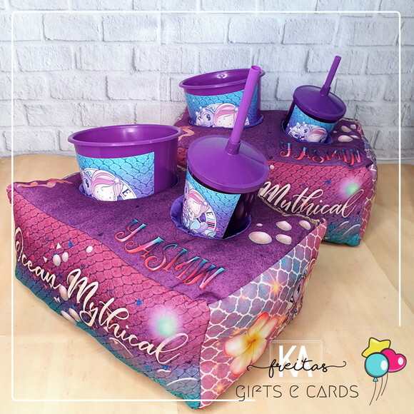Kit Cinema Almofada Personalizado - Lembrancinha Sereia