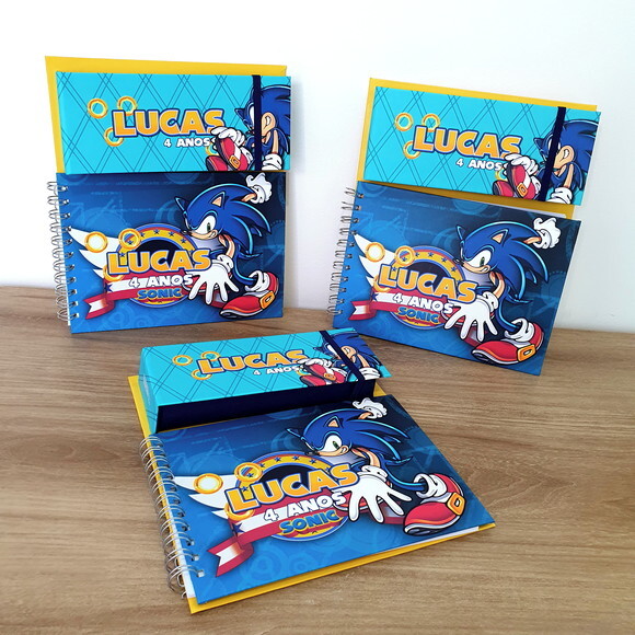 Kit Risque e Rabisque Cartonado - Lembrancinha Sonic