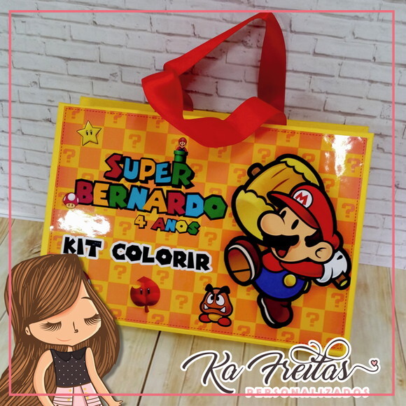 Maleta Cartonada com Kit Colorir - Mário Bros