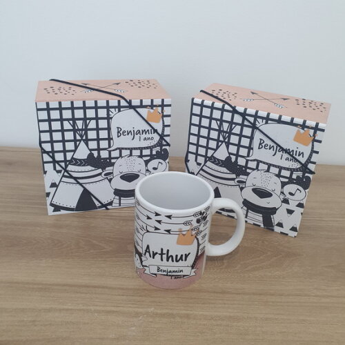 Caixa Cartonada + Caneca Personalizadas Individualmente