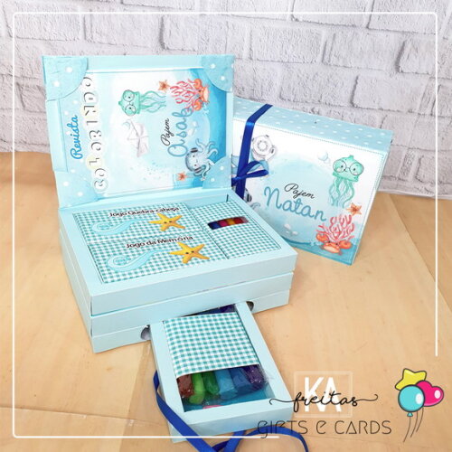 Kit Diversão Infantil Fundo do Mar Lembrancinha Kit Pintura