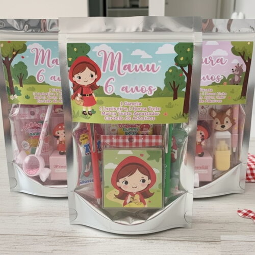 Kit Lembrancinha Papelaria Fofa - ( 6 Itens) Chapeuzinho