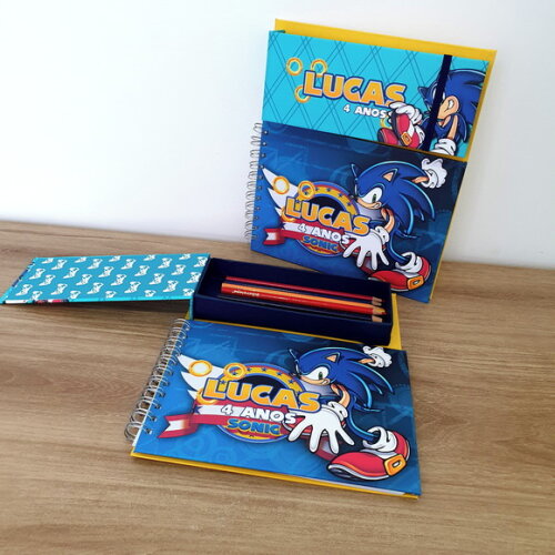 Kit Risque e Rabisque Cartonado - Lembrancinha Sonic
