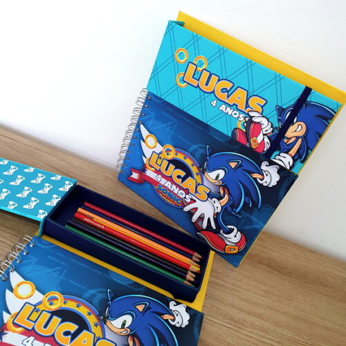Kit Risque e Rabisque Cartonado - Lembrancinha Sonic