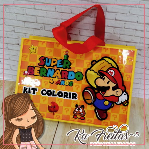 Maleta Cartonada com Kit Colorir - Mário Bros