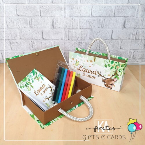 Maletinha Cartonada Personalizada + Bloco de Anotações