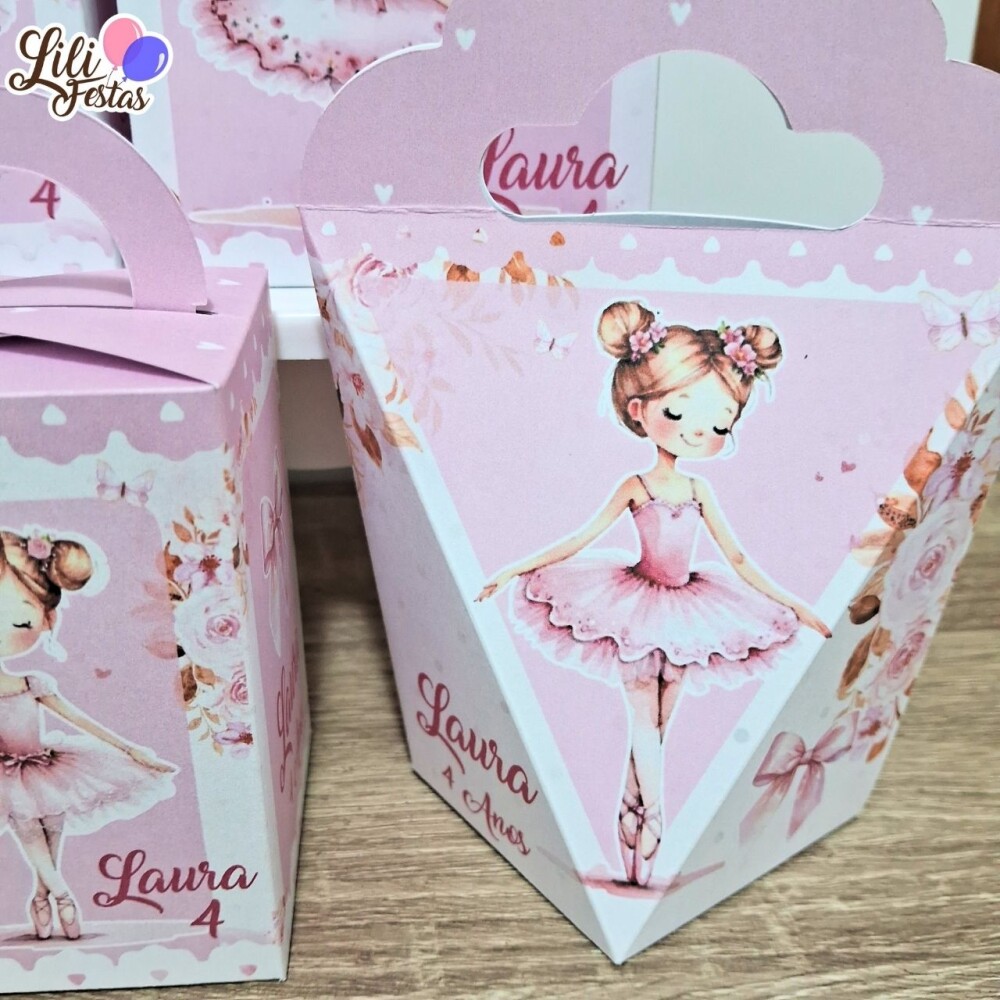 20 Caixinhas Personalizadas Bailarina Aquarela