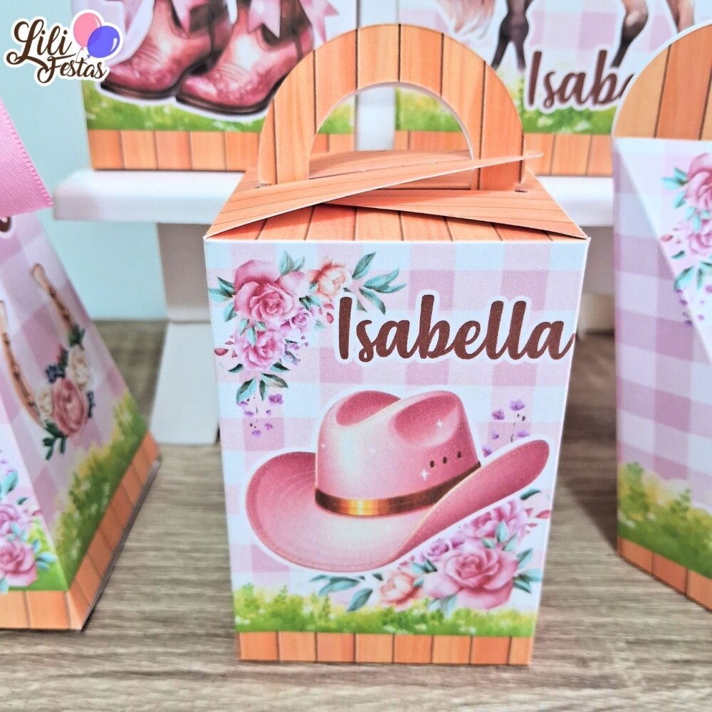 20 Caixinhas Personalizadas Boiadeira Cowgirl