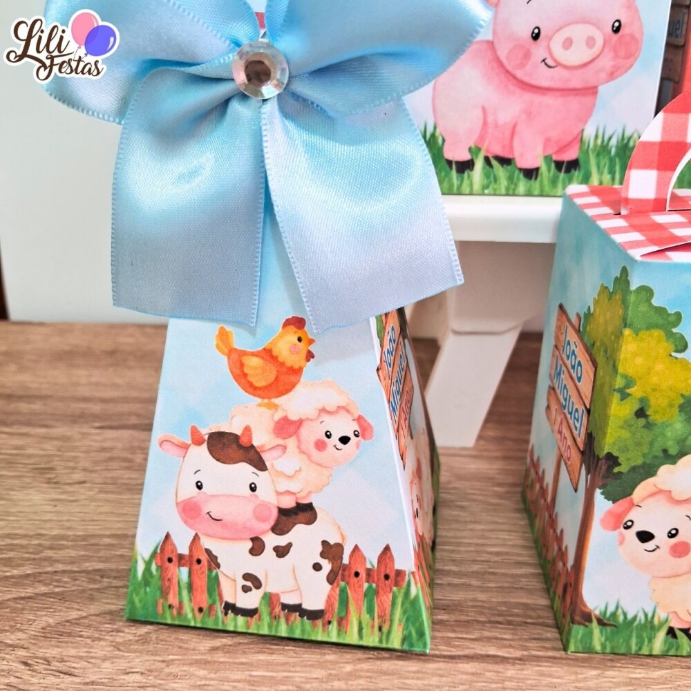 Kit 30 Caixinhas Fazendinha Prontas com Laço | Artesanou