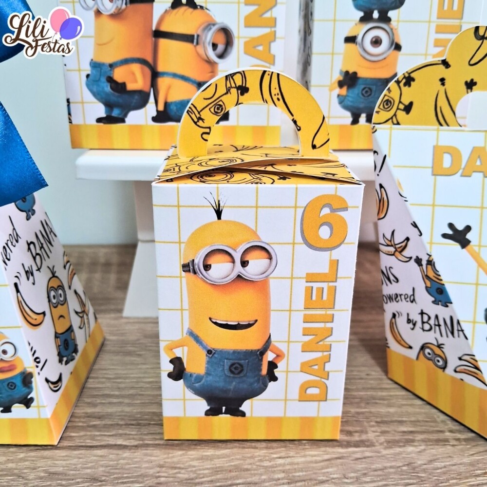 Kit 30 Caixinhas Minions Prontas com Laço | Artesanou