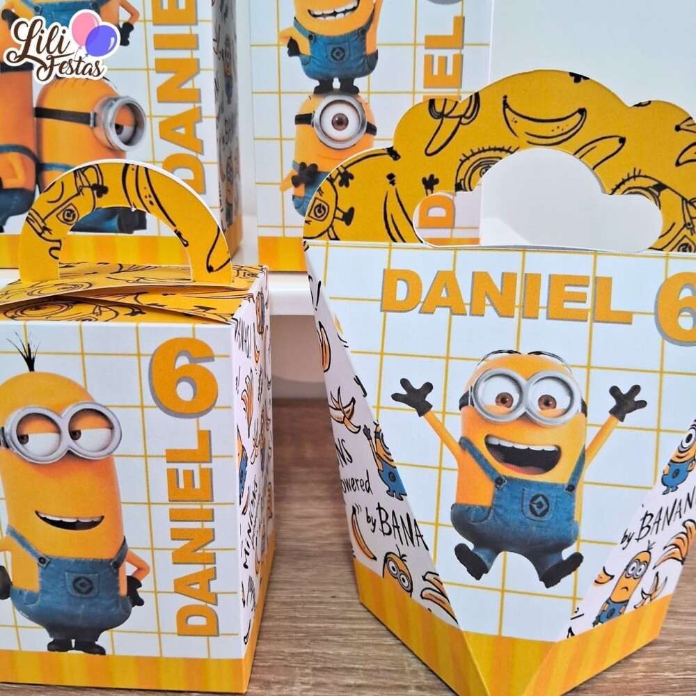 Kit 40 Caixinhas Minions Prontas com Laço | Artesanou