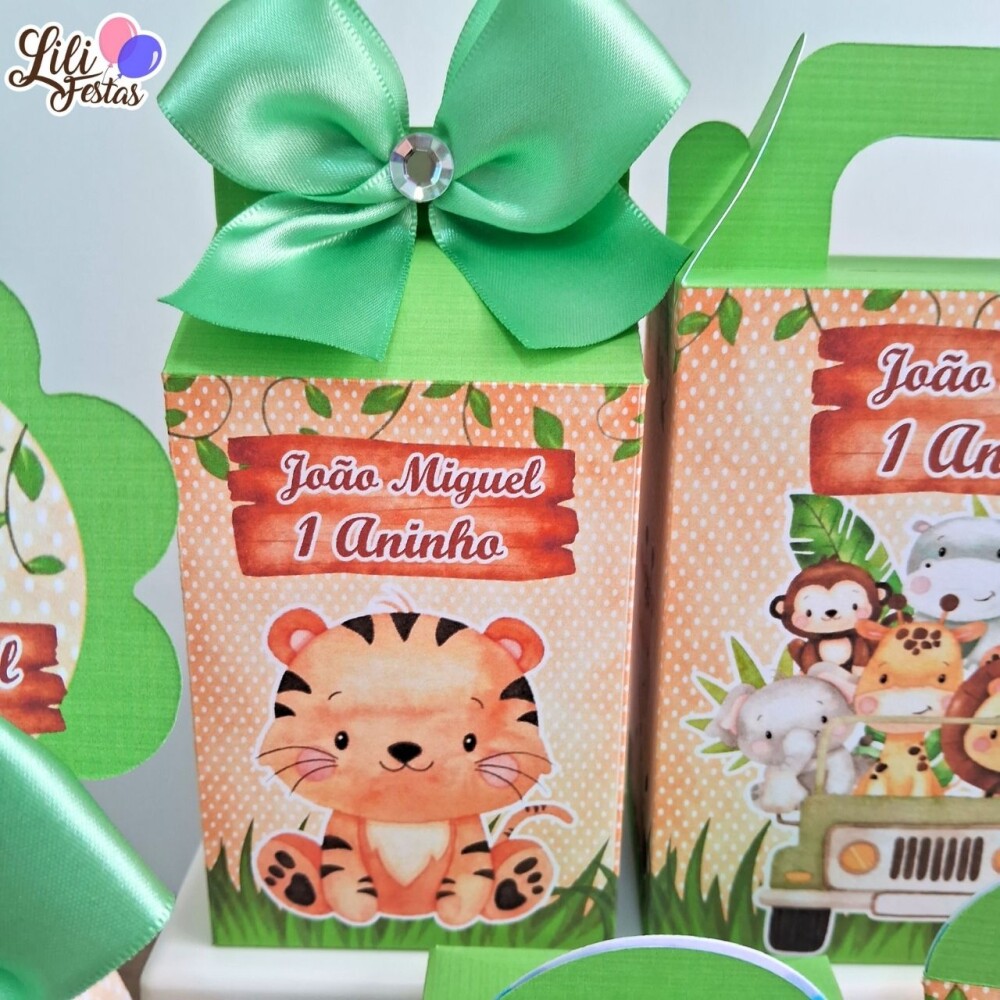 Kit 40 Caixinhas Safari Prontas com Laço | Artesanou