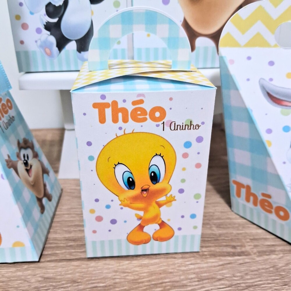 Kit 50 Caixinhas Baby Looney Tunes Prontas com Laço | Artesanou