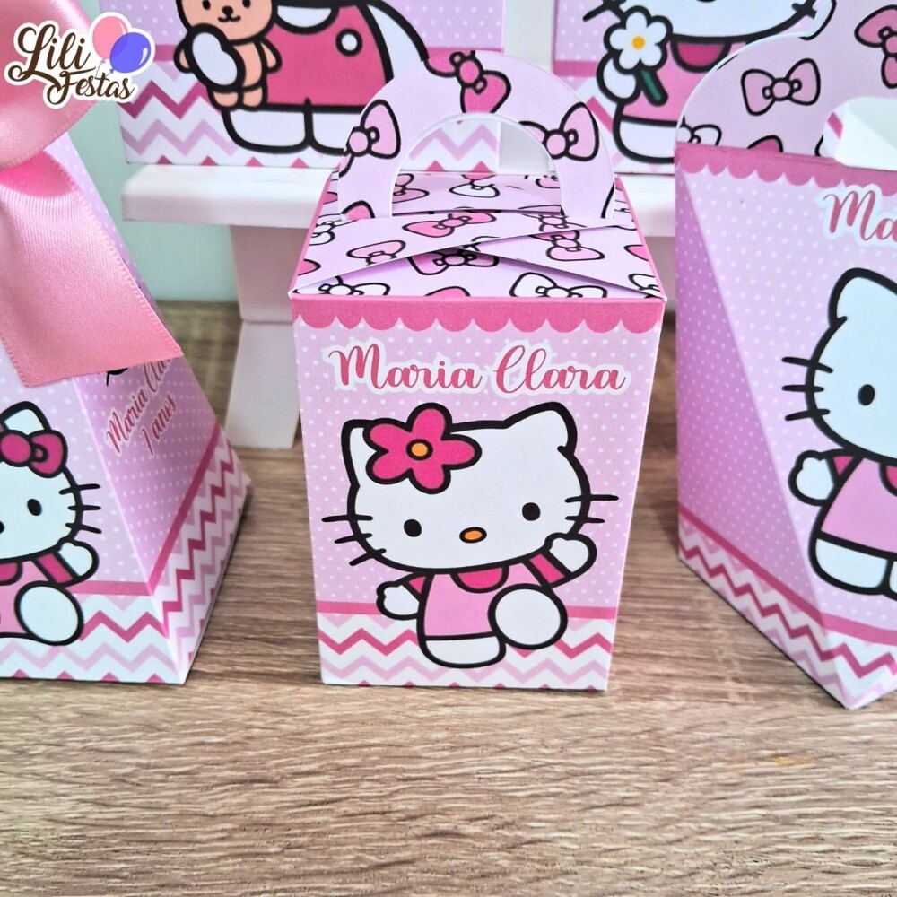 Kit 50 Caixinhas Hello Kitty Prontas com Laço | Artesanou