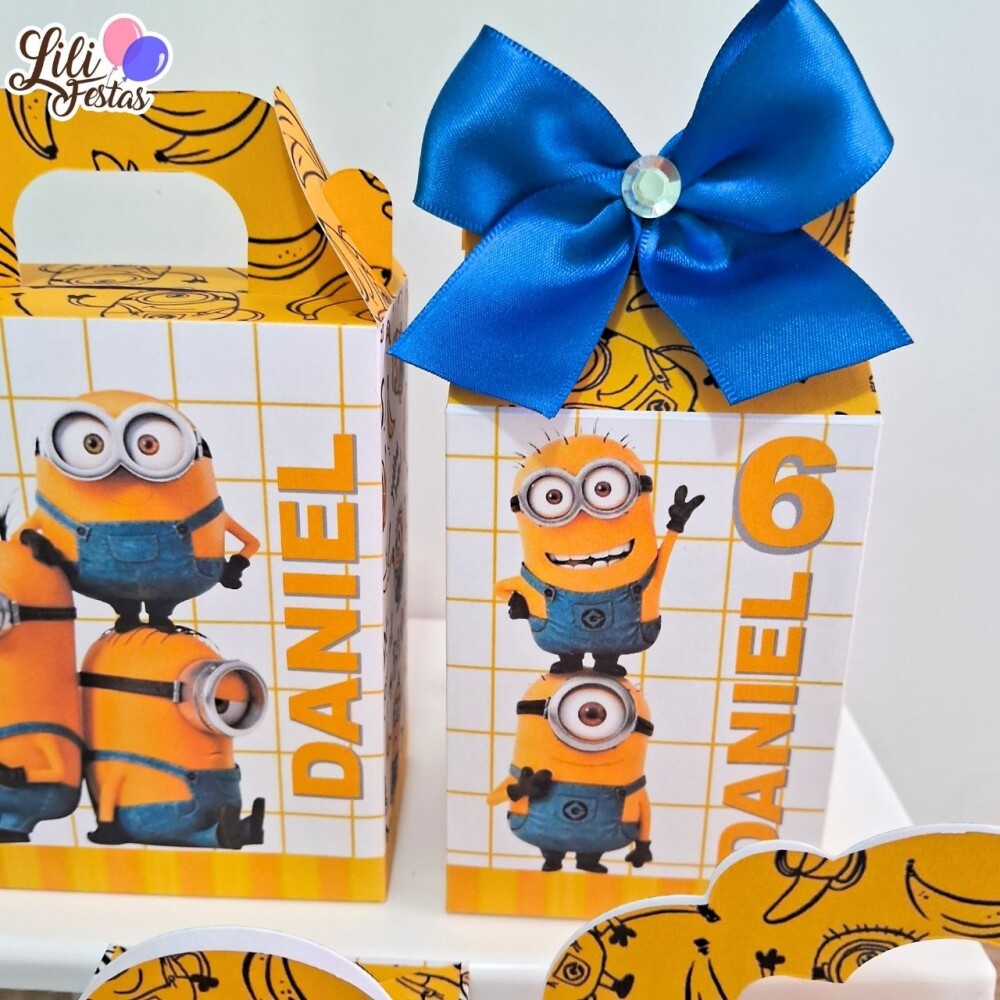 Kit 50 Caixinhas Minions Prontas com Laço | Artesanou