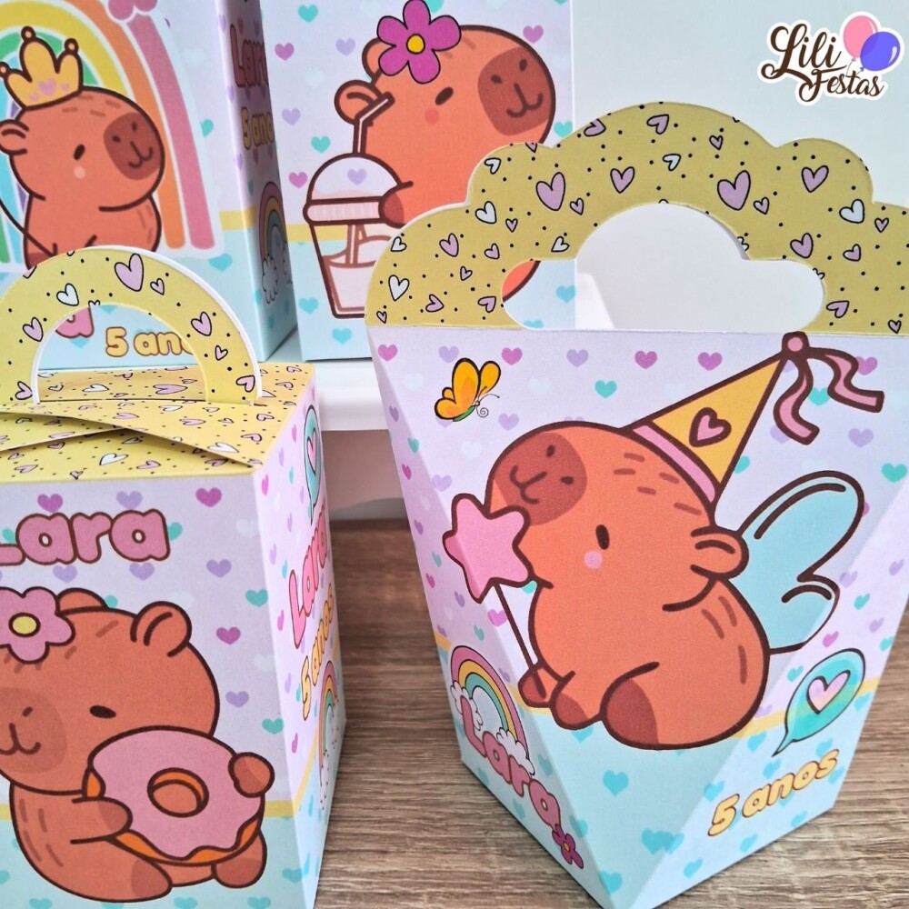 Kit 10 Caixinhas Capivara Prontas com Laço | Artesanou