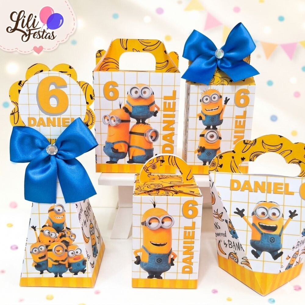 Kit 10 Caixinhas Minions Prontas com Laço | Artesanou
