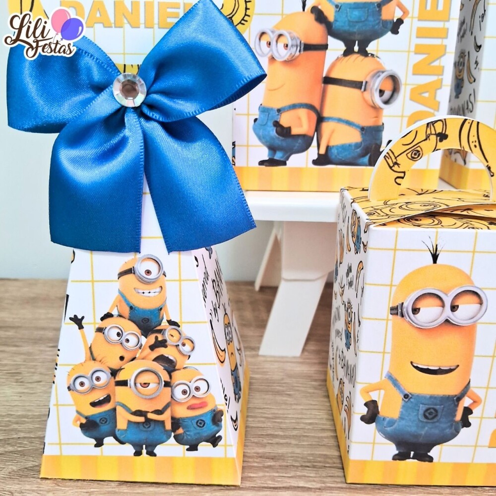 Kit 10 Caixinhas Minions Prontas com Laço | Artesanou