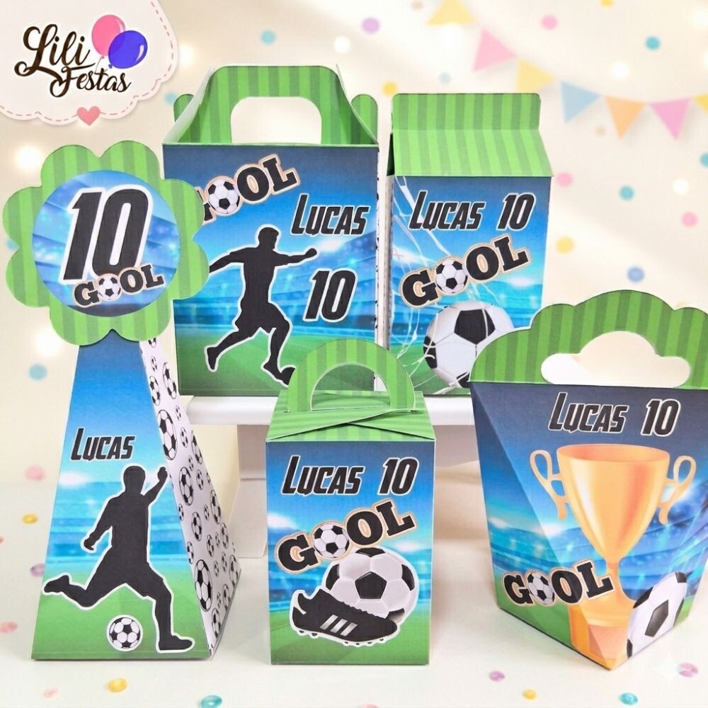 Kit 10 Caixinhas Futebol Prontas com Laço | Artesanou