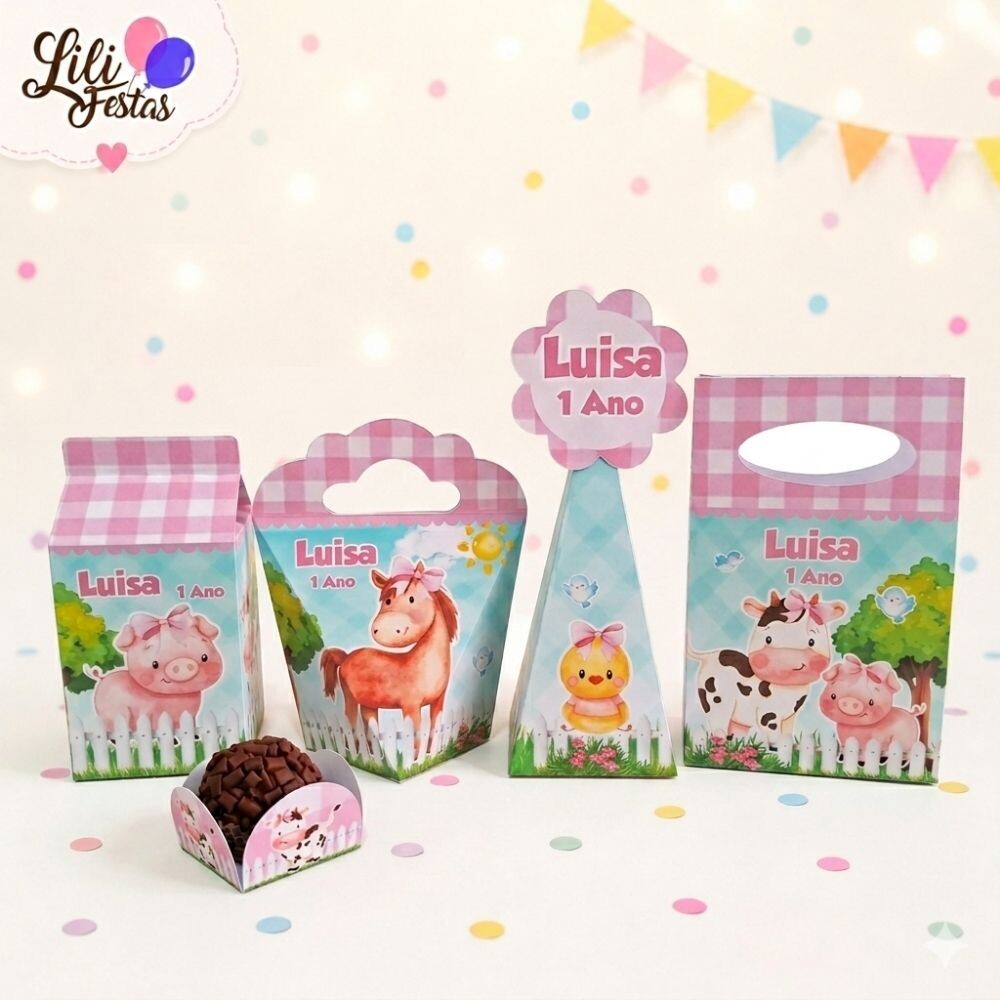 90 Itens Kit Festa Fazendinha Rosa