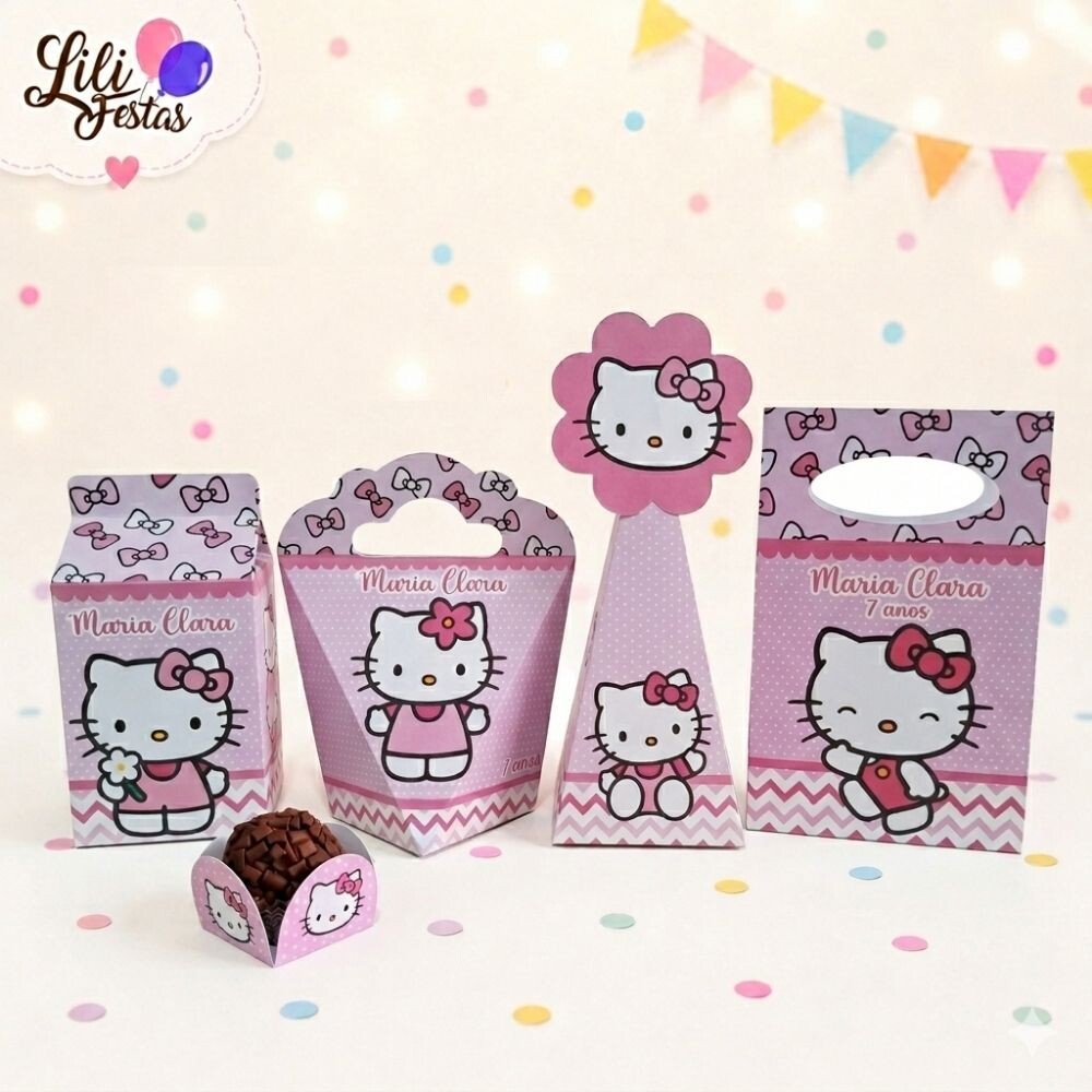 90 Itens Kit Festa Hello Kitty | Artesanou