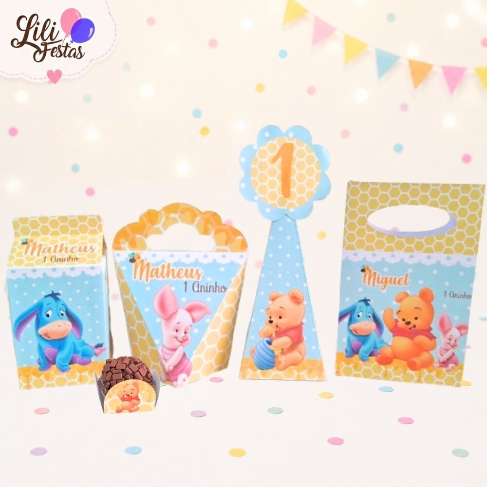 90 Itens Kit Festa Ursinho Pooh Baby | Artesanou