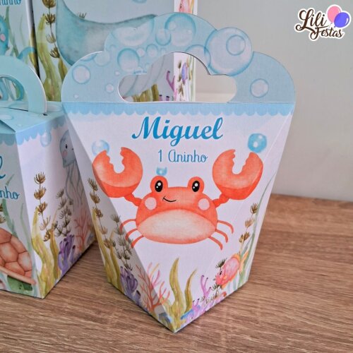 20 Caixinhas Personalizadas Fundo do Mar