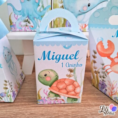 30 Caixinhas Personalizadas Fundo do Mar