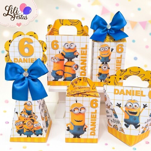 Kit 30 Caixinhas Minions Prontas com Laço | Artesanou