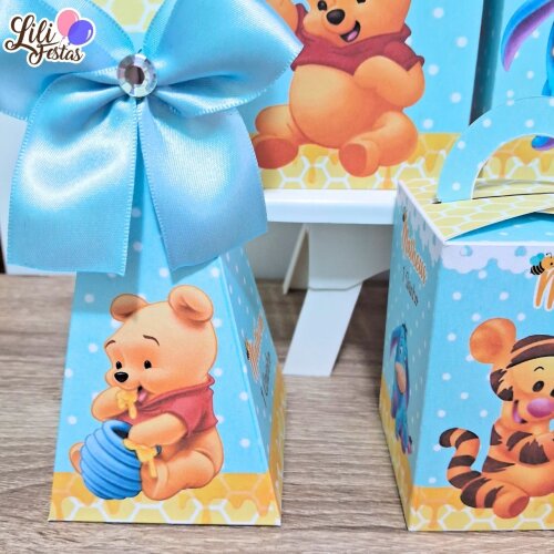 Kit 30 Caixinhas Ursinho Pooh Baby Prontas com Laço | Artesanou