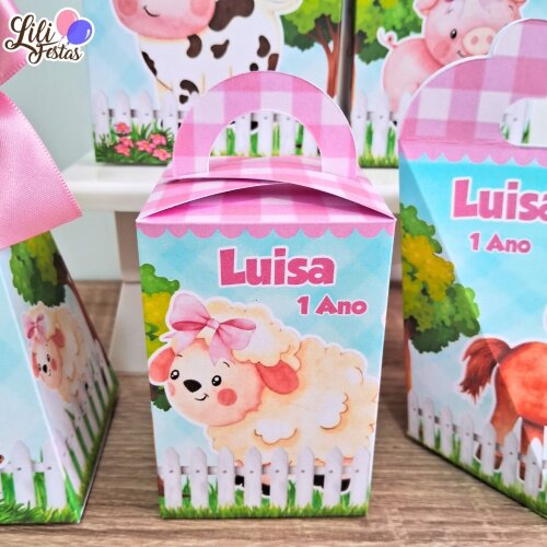 Kit 50 Caixinhas Fazendinha Rosa Prontas com Laço | Artesanou