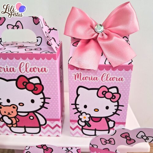 Kit 50 Caixinhas Hello Kitty Prontas com Laço | Artesanou