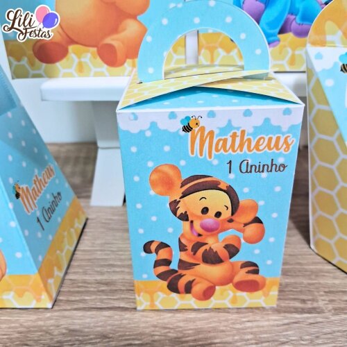 Kit 50 Caixinhas Ursinho Pooh Prontas com Laço | Artesanou