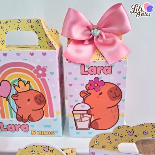 Kit 10 Caixinhas Capivara Prontas com Laço | Artesanou