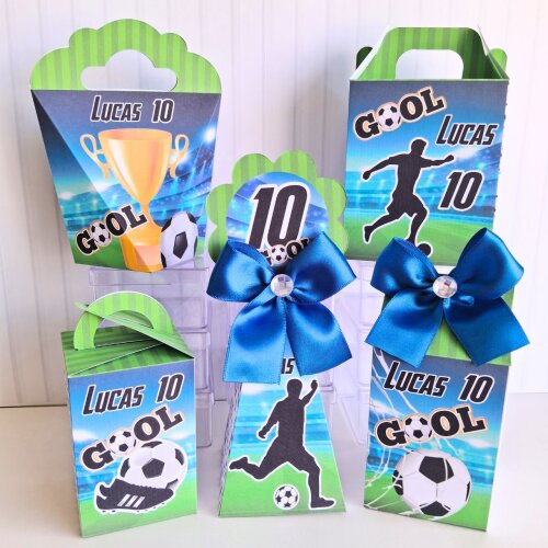 Kit 10 Caixinhas Futebol Prontas com Laço | Artesanou