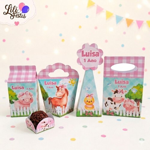 90 Itens Kit Festa Fazendinha Rosa