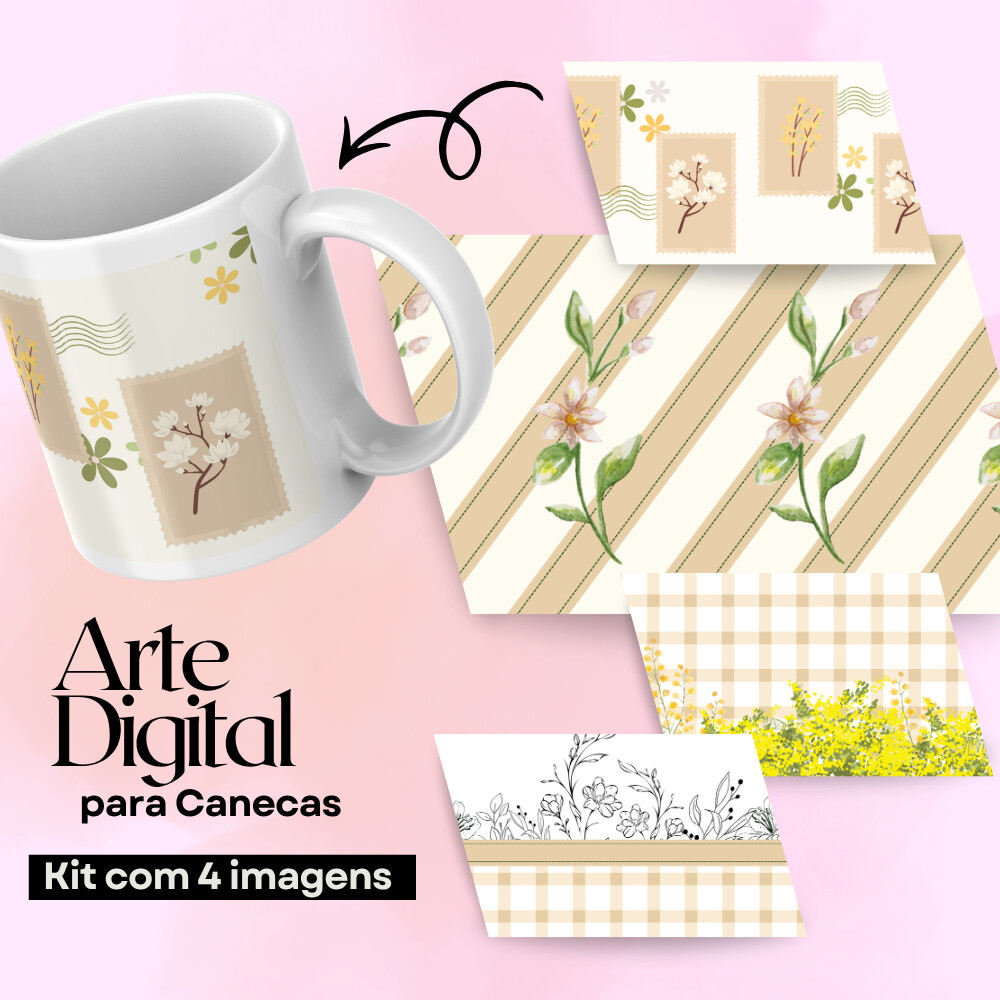 Arte digital para canecas - Floral