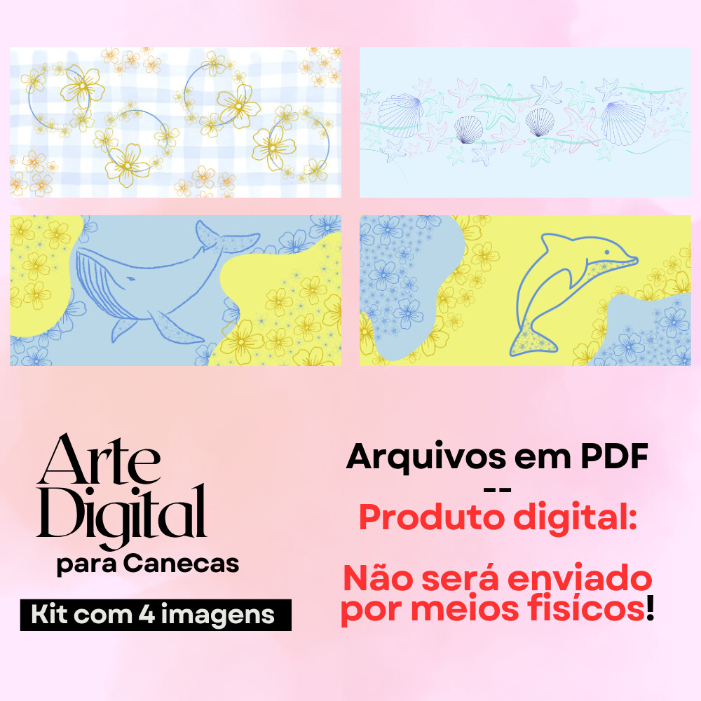Arte digital para canecas - Mar, Golfinho, Baleia