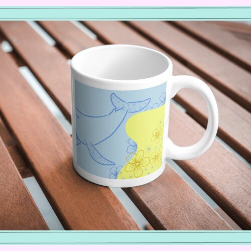 Arte digital para canecas - Mar, Golfinho, Baleia