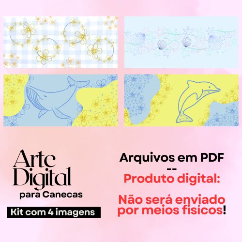Arte digital para canecas - Mar, Golfinho, Baleia