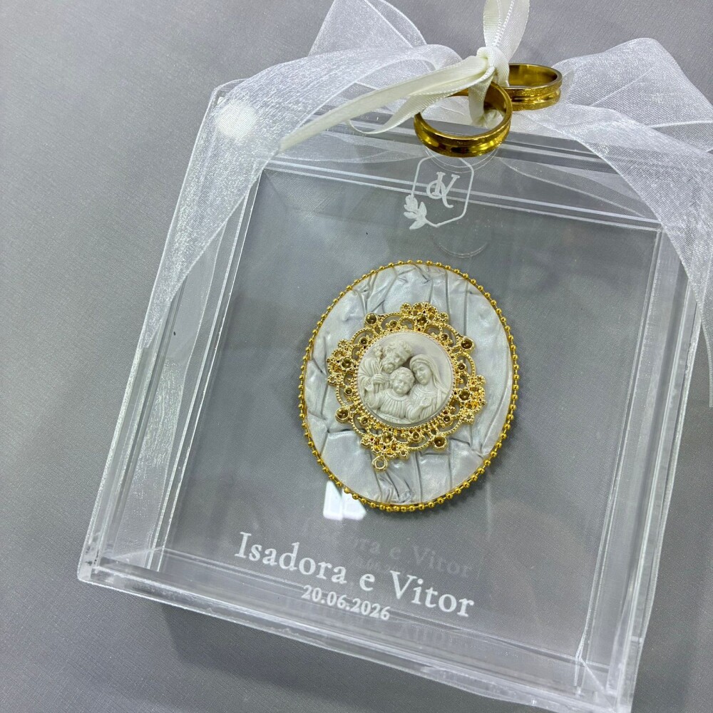 Porta alianças em acrílico cristal Sagrada Família
