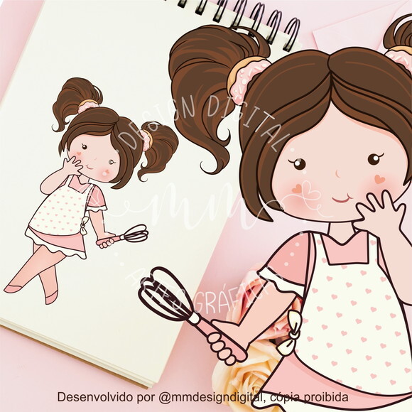 Mascote Pronta - Confeiteira Baby | Corel e PNG